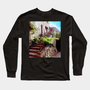 Provence,staircase with flowers. Long Sleeve T-Shirt